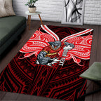 Custom Dolphins Area Rug Dolphin Warrior Polynesia Islander Rugby Mascot