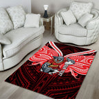 Custom Dolphins Area Rug Dolphin Warrior Polynesia Islander Rugby Mascot