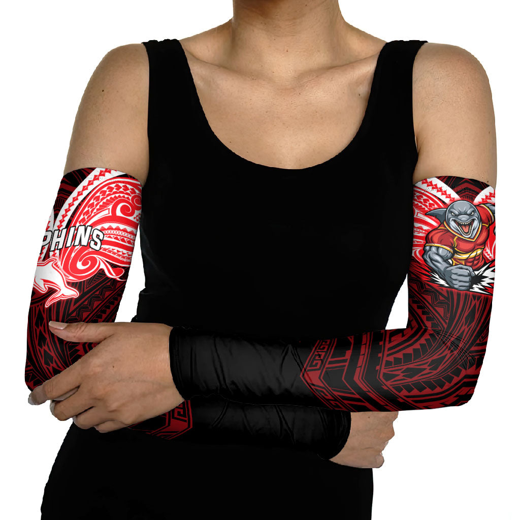 Custom Dolphins Arm Sleeves Dolphin Warrior Polynesia Islander Rugby Mascot