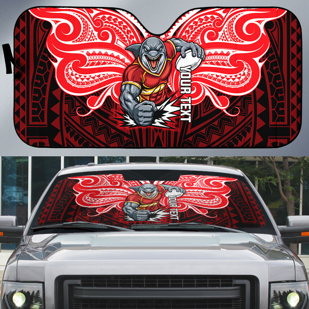 Custom Dolphins Auto Sun Shade Dolphin Warrior Polynesia Islander Rugby Mascot