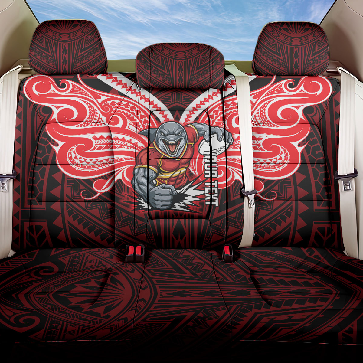 Custom Dolphins Back Car Seat Cover Dolphin Warrior Polynesia Islander Rugby Mascot