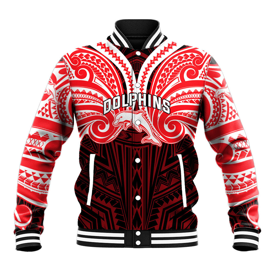 Custom Dolphins Baseball Jacket Dolphin Warrior Polynesia Islander Rugby Mascot