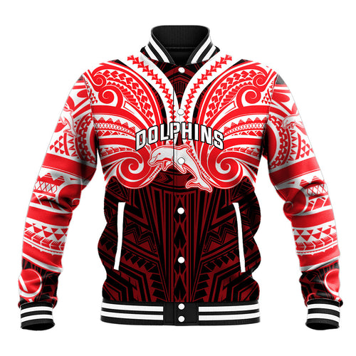 Custom Dolphins Baseball Jacket Dolphin Warrior Polynesia Islander Rugby Mascot