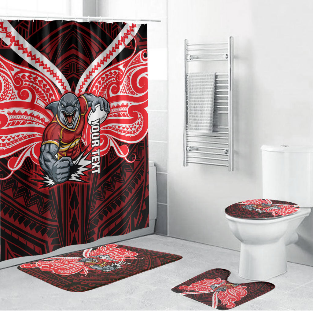 Custom Dolphins Bathroom Set Dolphin Warrior Polynesia Islander Rugby Mascot