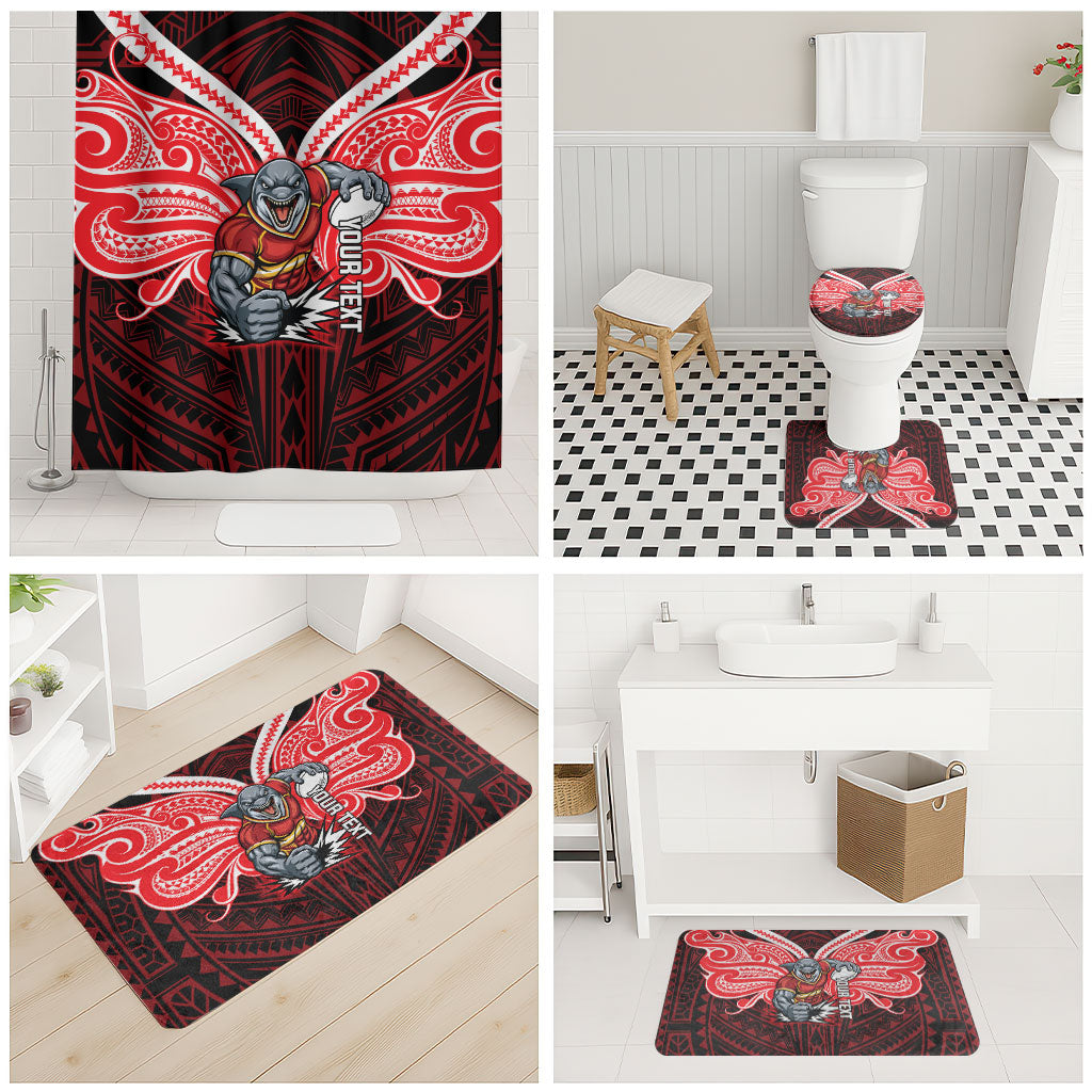 Custom Dolphins Bathroom Set Dolphin Warrior Polynesia Islander Rugby Mascot