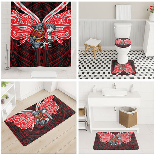 Custom Dolphins Bathroom Set Dolphin Warrior Polynesia Islander Rugby Mascot
