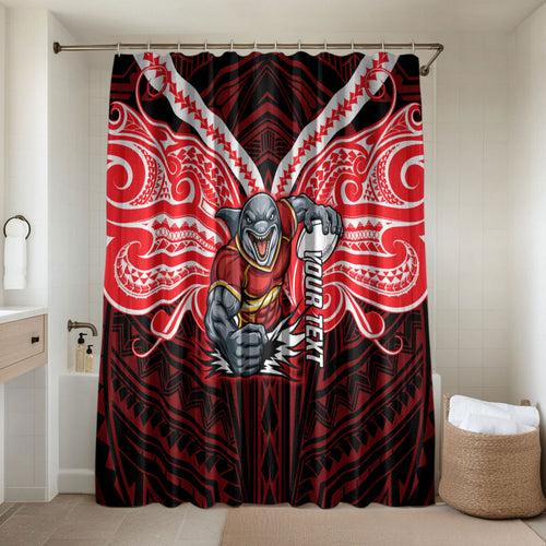 Custom Dolphins Bathroom Set Dolphin Warrior Polynesia Islander Rugby Mascot