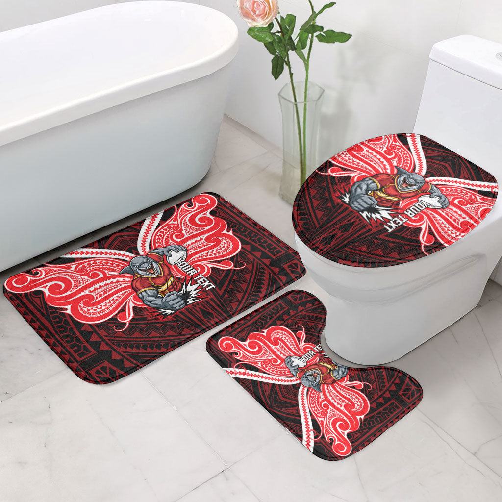 Custom Dolphins Bathroom Set Dolphin Warrior Polynesia Islander Rugby Mascot