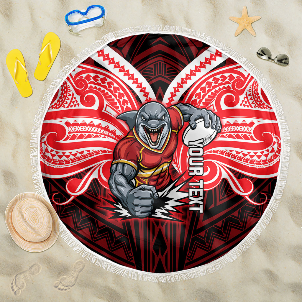 Custom Dolphins Beach Blanket Dolphin Warrior Polynesia Islander Rugby Mascot