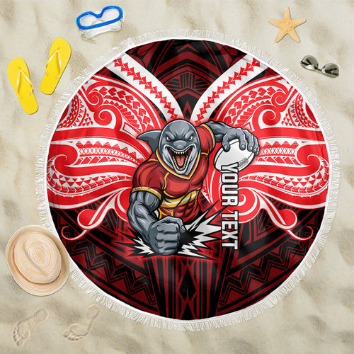 Custom Dolphins Beach Blanket Dolphin Warrior Polynesia Islander Rugby Mascot