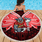 Custom Dolphins Beach Blanket Dolphin Warrior Polynesia Islander Rugby Mascot