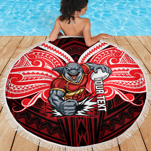 Custom Dolphins Beach Blanket Dolphin Warrior Polynesia Islander Rugby Mascot