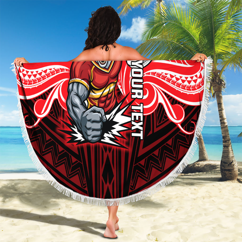 Custom Dolphins Beach Blanket Dolphin Warrior Polynesia Islander Rugby Mascot