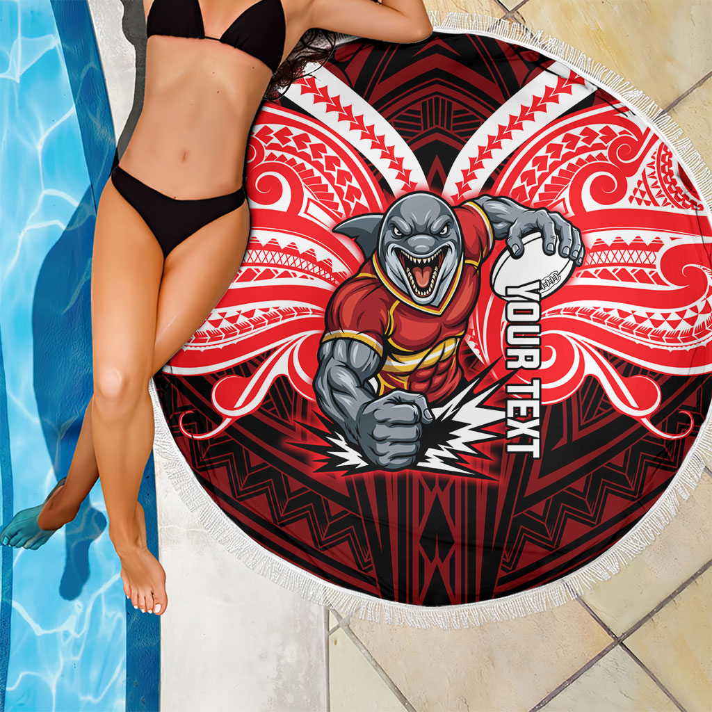 Custom Dolphins Beach Blanket Dolphin Warrior Polynesia Islander Rugby Mascot