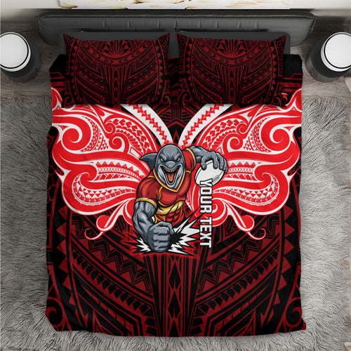 Custom Dolphins Bedding Set Dolphin Warrior Polynesia Islander Rugby Mascot