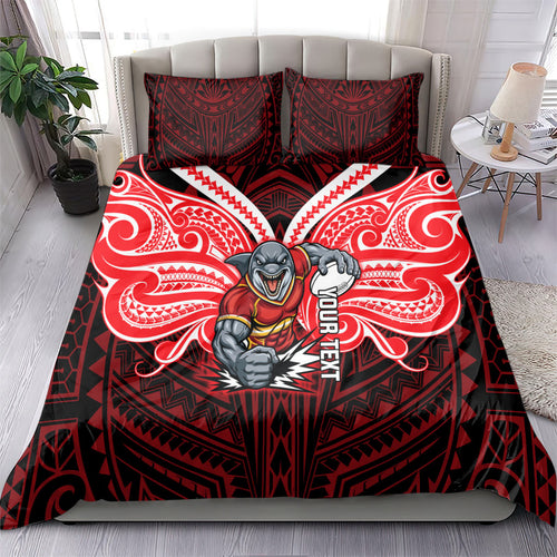 Custom Dolphins Bedding Set Dolphin Warrior Polynesia Islander Rugby Mascot