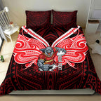Custom Dolphins Bedding Set Dolphin Warrior Polynesia Islander Rugby Mascot
