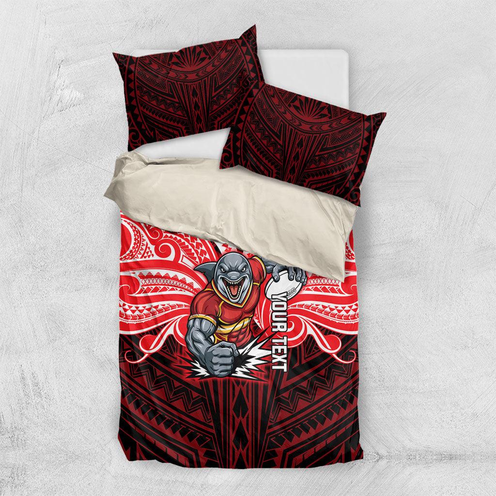 Custom Dolphins Bedding Set Dolphin Warrior Polynesia Islander Rugby Mascot