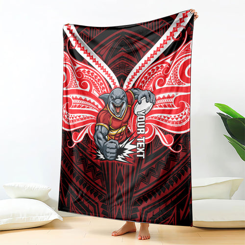 Custom Dolphins Blanket Dolphin Warrior Polynesia Islander Rugby Mascot