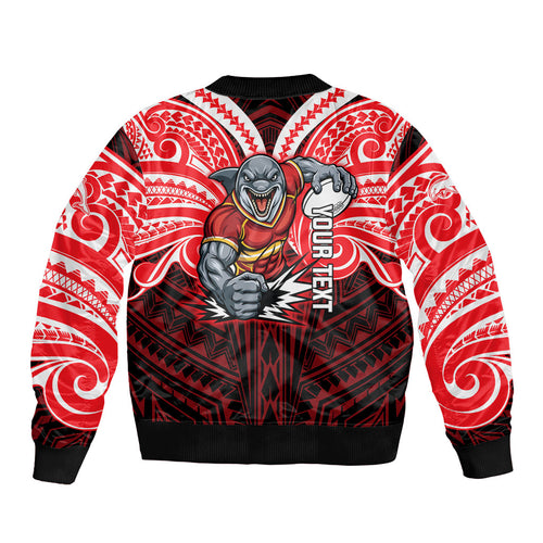 Custom Dolphins Bomber Jacket Dolphin Warrior Polynesia Islander Rugby Mascot