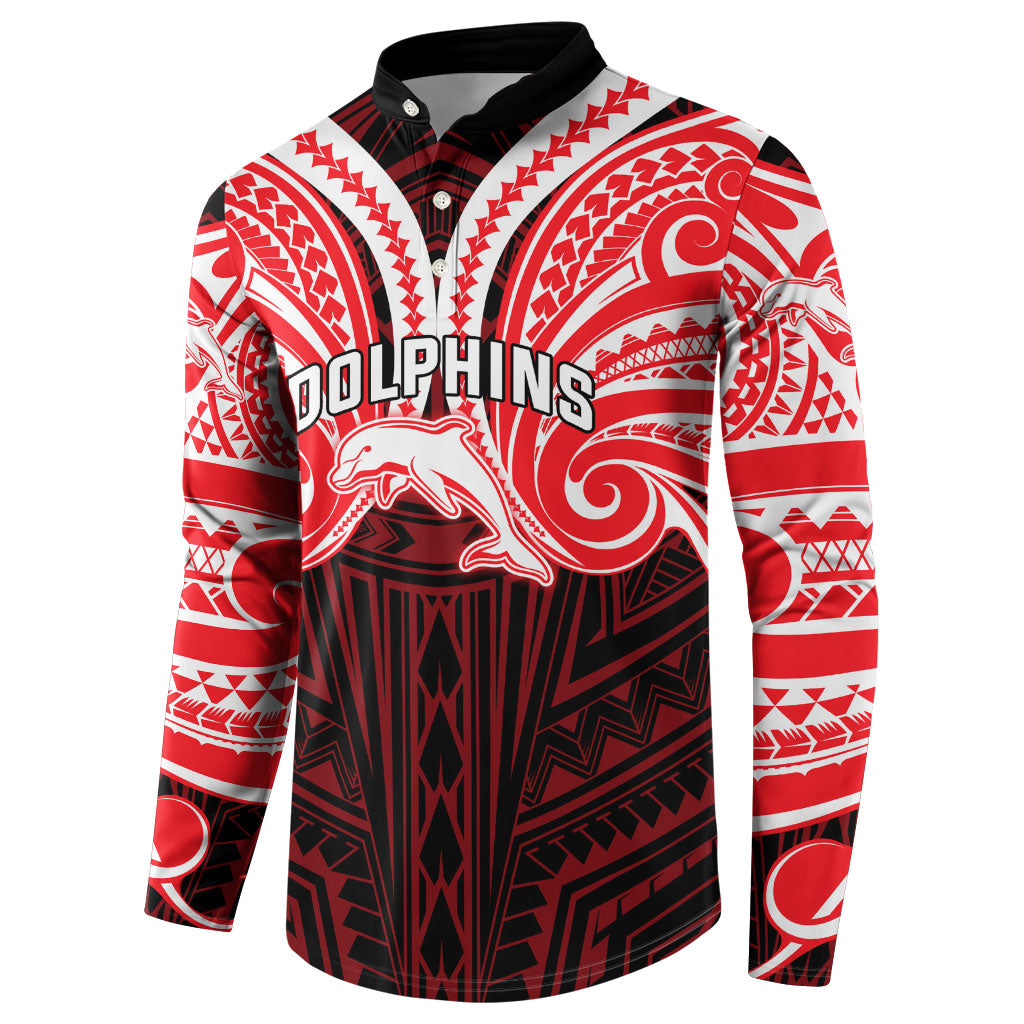 Custom Dolphins Button Sweatshirt Dolphin Warrior Polynesia Islander Rugby Mascot
