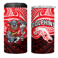 Custom Dolphins 4 in 1 Can Cooler Tumbler Dolphin Warrior Polynesia Islander Rugby Mascot