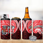 Custom Dolphins 4 in 1 Can Cooler Tumbler Dolphin Warrior Polynesia Islander Rugby Mascot