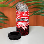 Custom Dolphins 4 in 1 Can Cooler Tumbler Dolphin Warrior Polynesia Islander Rugby Mascot