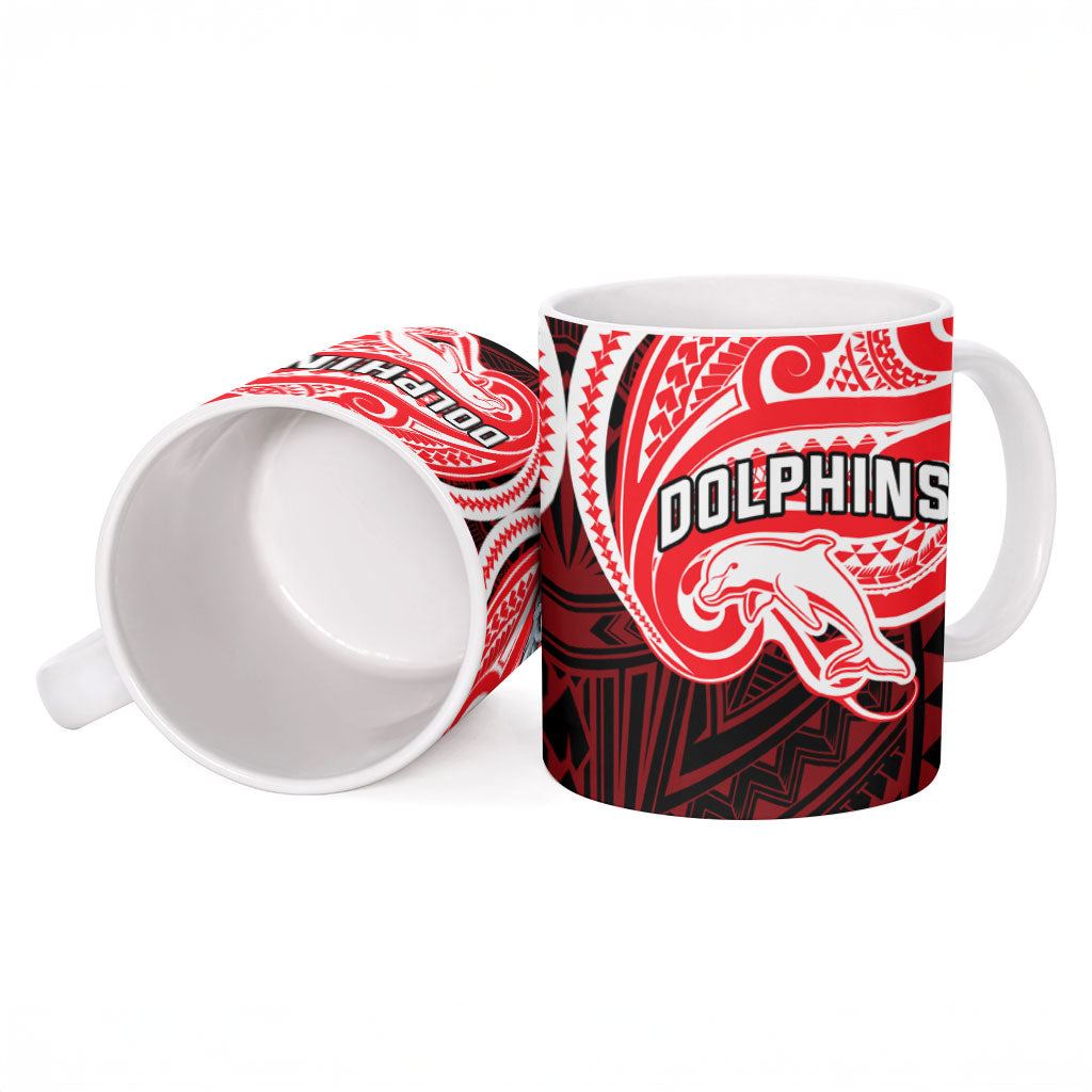 Custom Dolphins Ceramic Mug Dolphin Warrior Polynesia Islander Rugby Mascot