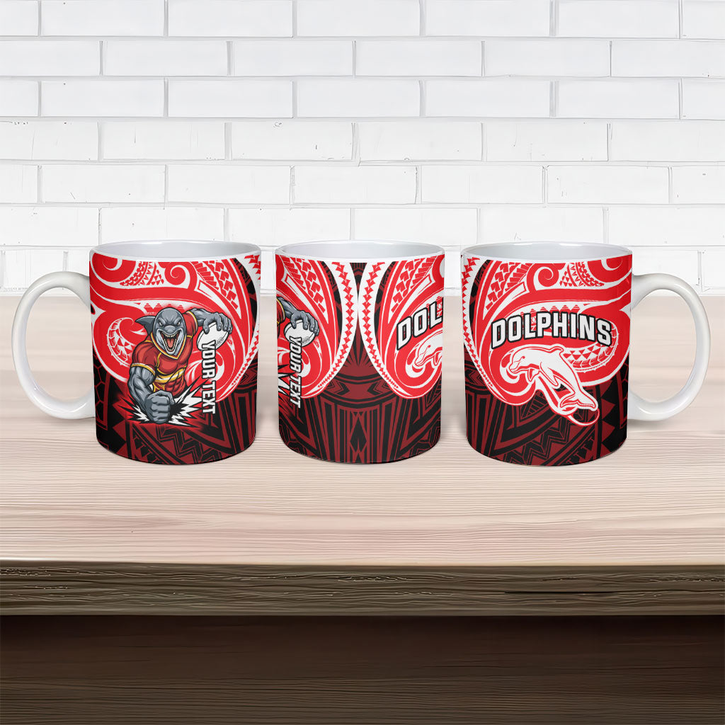 Custom Dolphins Ceramic Mug Dolphin Warrior Polynesia Islander Rugby Mascot