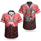 Custom Dolphins Couples Matching Short Sleeve Bodycon Dress and Hawaiian Shirt Dolphin Warrior Polynesia Islander Rugby Mascot