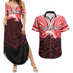 Custom Dolphins Couples Matching Summer Maxi Dress and Hawaiian Shirt Dolphin Warrior Polynesia Islander Rugby Mascot