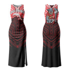 Custom Dolphins Couples Matching Tank Maxi Dress and Hawaiian Shirt Dolphin Warrior Polynesia Islander Rugby Mascot