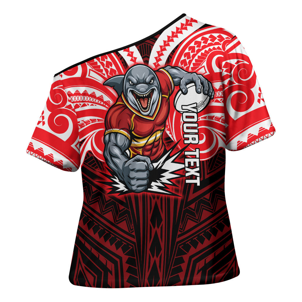Custom Dolphins Cross Shoulder Shirt Dolphin Warrior Polynesia Islander Rugby Mascot