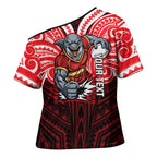 Custom Dolphins Cross Shoulder Shirt Dolphin Warrior Polynesia Islander Rugby Mascot