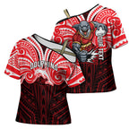 Custom Dolphins Cross Shoulder Shirt Dolphin Warrior Polynesia Islander Rugby Mascot