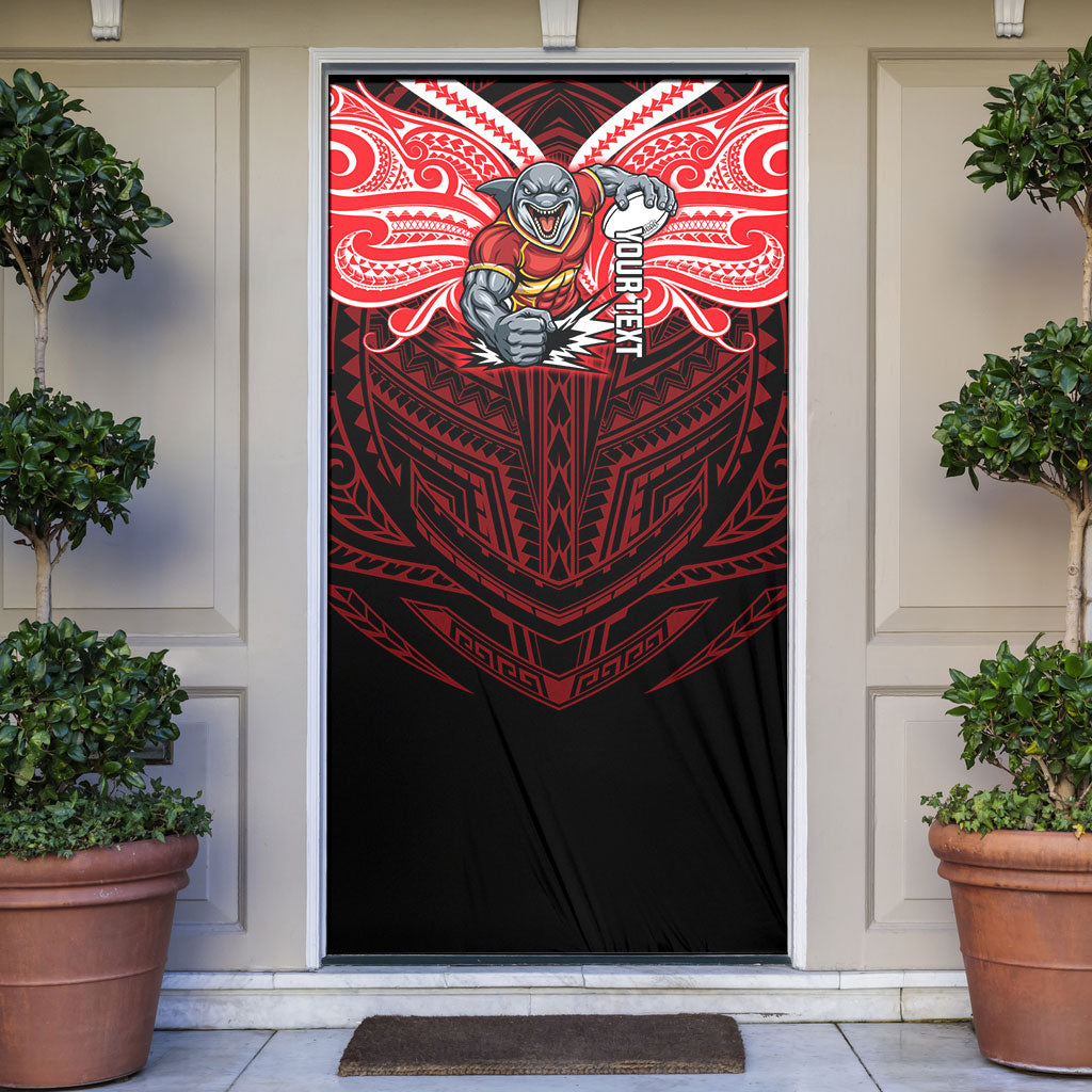 Custom Dolphins Door Cover Dolphin Warrior Polynesia Islander Rugby Mascot