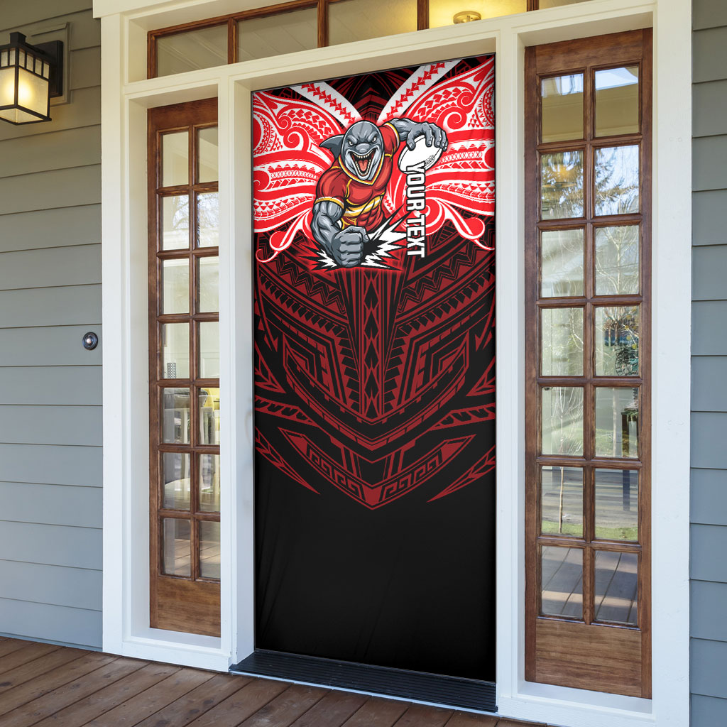 Custom Dolphins Door Cover Dolphin Warrior Polynesia Islander Rugby Mascot