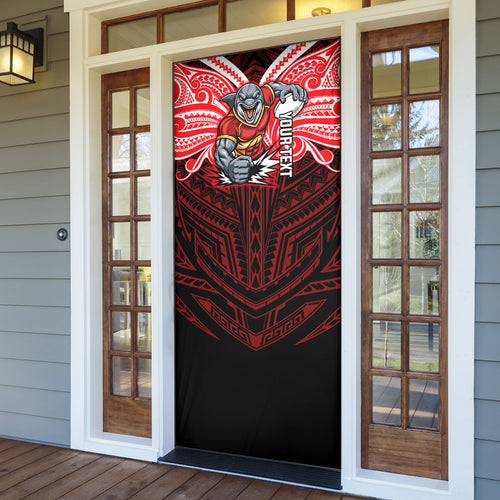 Custom Dolphins Door Cover Dolphin Warrior Polynesia Islander Rugby Mascot