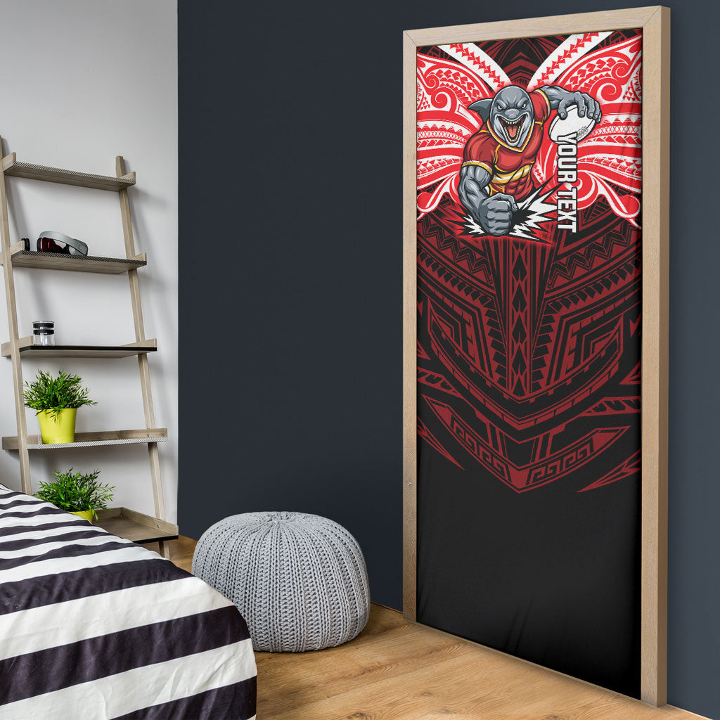 Custom Dolphins Door Cover Dolphin Warrior Polynesia Islander Rugby Mascot
