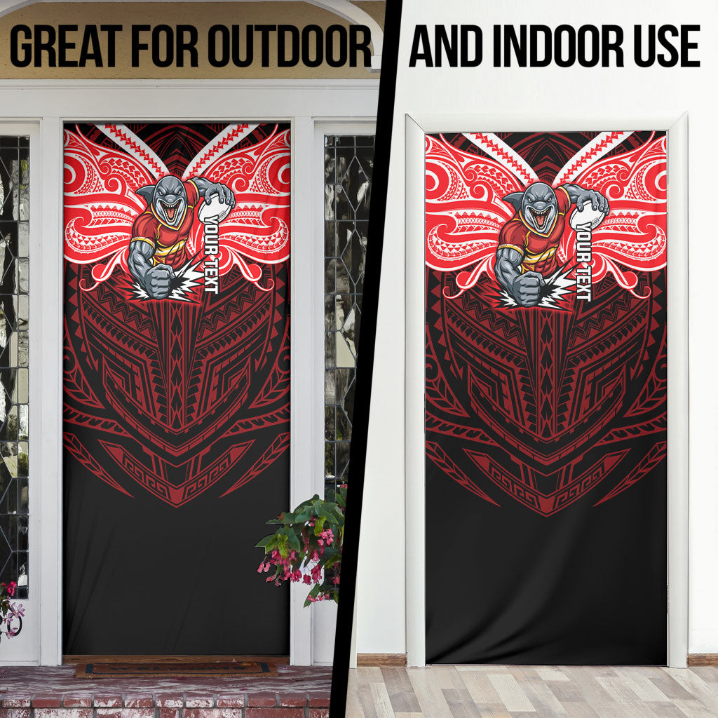 Custom Dolphins Door Cover Dolphin Warrior Polynesia Islander Rugby Mascot