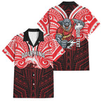 Custom Dolphins Family Matching Off The Shoulder Long Sleeve Dress and Hawaiian Shirt Dolphin Warrior Polynesia Islander Rugby Mascot
