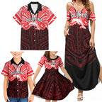 Custom Dolphins Family Matching Summer Maxi Dress and Hawaiian Shirt Dolphin Warrior Polynesia Islander Rugby Mascot