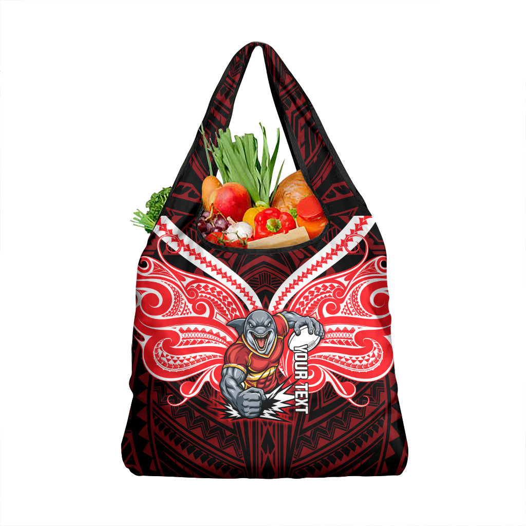 Custom Dolphins Grocery Bag Dolphin Warrior Polynesia Islander Rugby Mascot