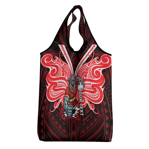 Custom Dolphins Grocery Bag Dolphin Warrior Polynesia Islander Rugby Mascot