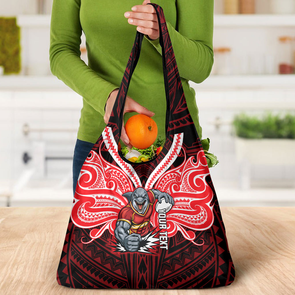 Custom Dolphins Grocery Bag Dolphin Warrior Polynesia Islander Rugby Mascot
