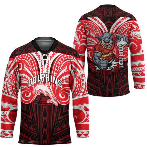 Custom Dolphins Hockey Jersey Dolphin Warrior Polynesia Islander Rugby Mascot
