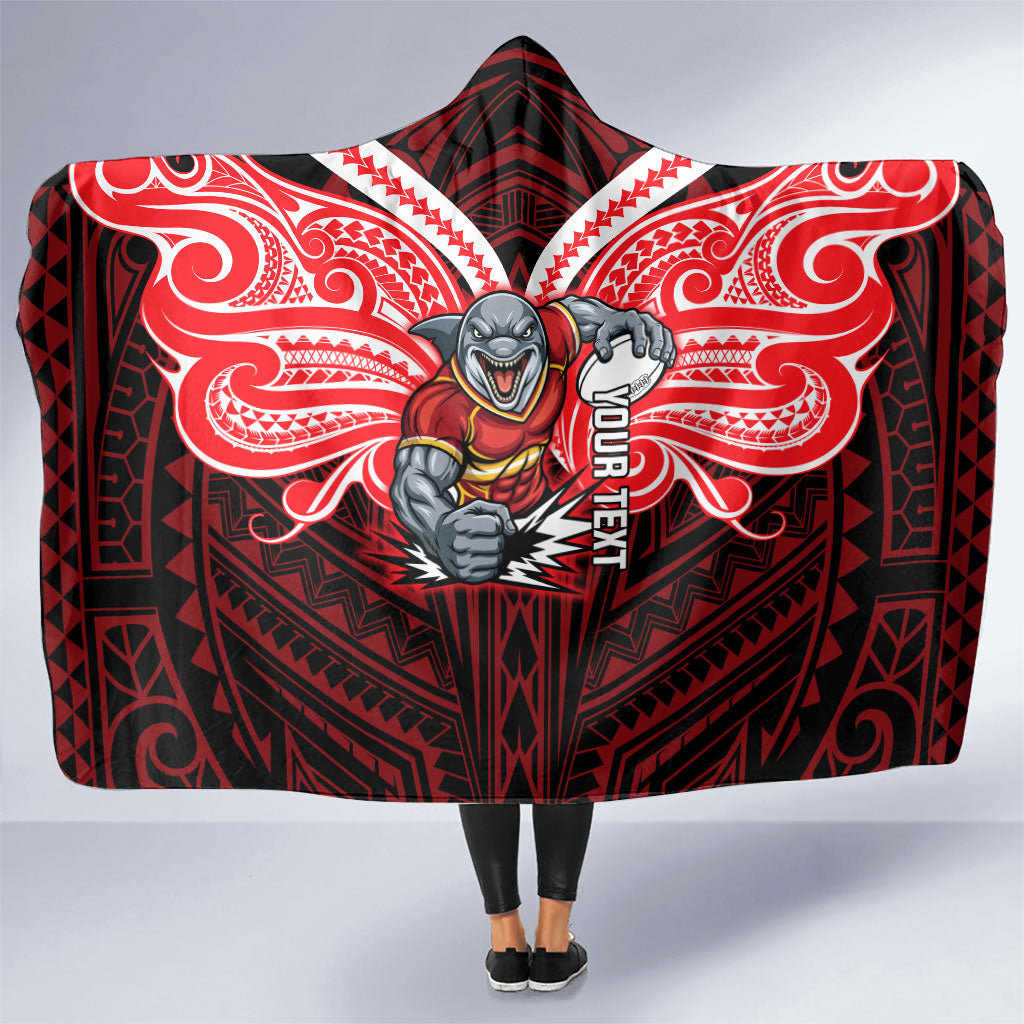 Custom Dolphins Hooded Blanket Dolphin Warrior Polynesia Islander Rugby Mascot