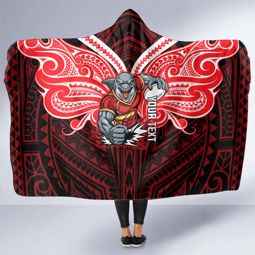 Custom Dolphins Hooded Blanket Dolphin Warrior Polynesia Islander Rugby Mascot