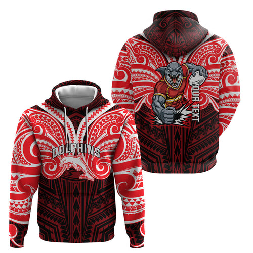 Custom Dolphins Hoodie Dolphin Warrior Polynesia Islander Rugby Mascot
